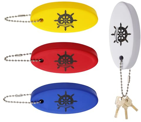 XIHIRCD 4 Stück Bootsschlüssel, schwimmender Schlüsselanhänger Schwimmender Boot Schlüsselanhänger Schaumstoff PU Rettungsschlauch Angeln Surfen Segeln Outdoor Wassersport (4 Farben)