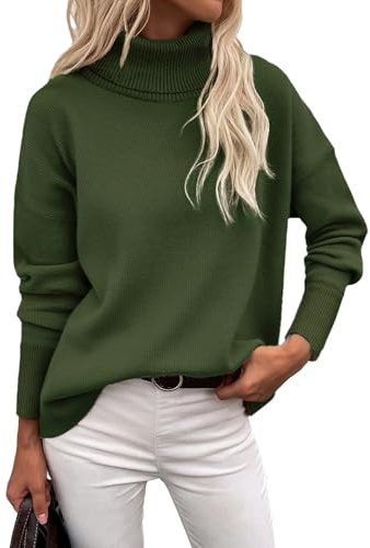 Zeagoo Pullover Damen Rollkragen Strickpullover Langarm Warmer Winterpulli | Herbst Casual Rollkragenshirt Turtleneck Gestrickt Sweater S-XXL