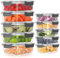 MEETOZ 10 Pack Glass Meal Prep Containers, Airtight Glass Food Containers, Stackable Glass Food Storage Containers Set with Lids,BPA-Free, for Microwave, Oven, Freezer and Dishwasher (Grey)