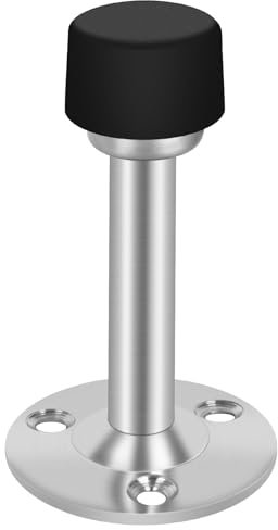 Door Stop Stainless Steel, Wall Mounted Door Stopper with Noise Dampening Rubber, Heavy Duty Door Stops Indoor, Metal Silver Doorstop, Wall Protectors Door Holder for Patio