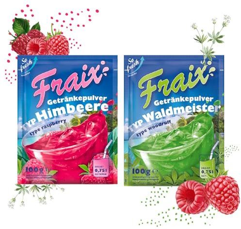 FRAIX Bere in polvere lampone + Waldmeister (50 pezzi) (25 x 100 g) fruttato e rinfrescante, con vitamina C