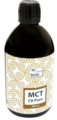 Aceite MCT Puro de Coco de Origen Sostenible - Alta Concentración de C8-500ml - Cocina y Dieta Keto - Fuente de Energía para Cuerpo y Cerebro - Para Entrar/Mantener Estado de Cetosis - 100% Natural