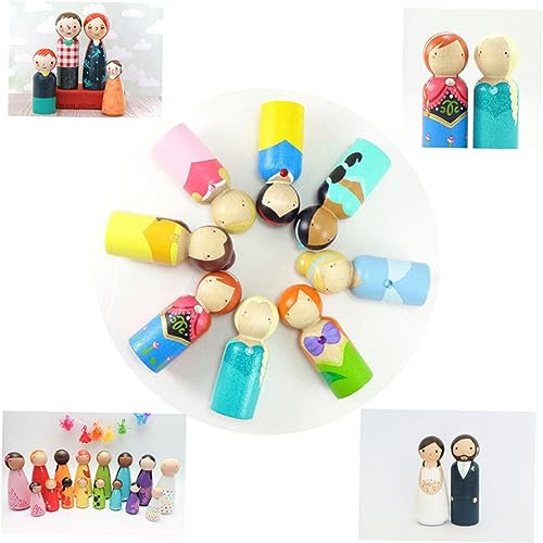 STOBOK Holzpuppen Spielfiguren 20 Stück Puppen in Mädchenform Bastelfarbenmarker Für Kinder Unfertige Holzpuppen