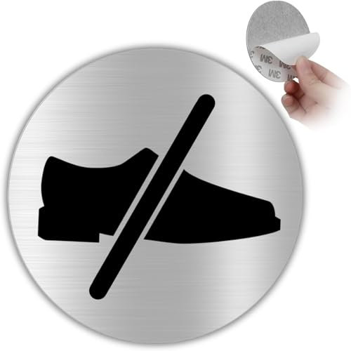 LEIASA: Panneau d'interdiction pour chaussures - Épaisseur : 0,6 mm - Diamètre : 100 mm - Aluminium (panneau sans chaussures)