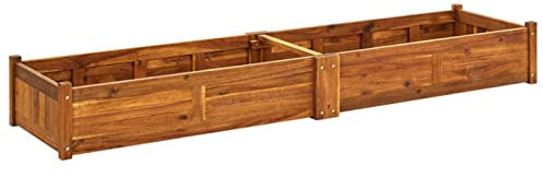 ShGaxin Garten-Hochbeet Akazienholz 200x50x25 cm, Palettenrahmen, Hochteich, Gemüsebeet, Kräuterregal Balkon, Blumenbeet, Kräuterspirale, Tomatenbeet, Pflanzhochbeet - 42568