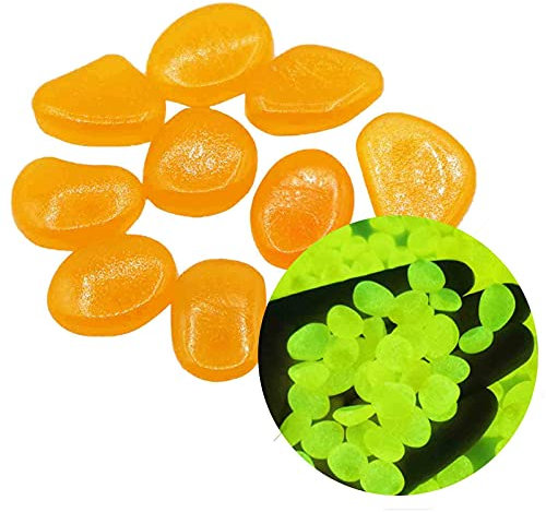Lot de 300 pierres lumineuses pour aquarium - Pierres décoratives sombres - Pour abri de jardin - Gravier décoratif (orange, taille unique)