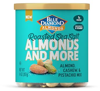 Blue Diamond Almonds, Mixed Nuts Roasted Sea Salt Deluxe Snack Nuts, Almonds, Pistachios and Cashews, 396.9 g Tin (Pack of 1)