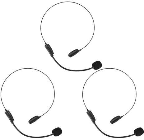 JUFYVO 3pcs Radio Phone Headset Prop Microphone Headset Toy Pop Singer Cosplay Costume Accessory Fake Rockstar Pop Microphone Headpiece for Halloween Party