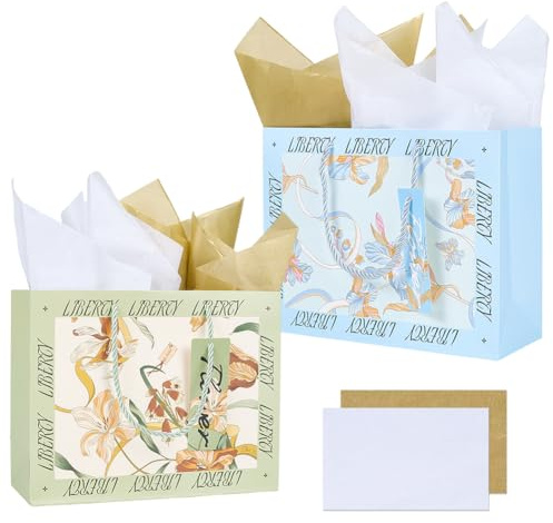 SOFPLATE 2 Stil 2 Stück Lilien Geschenktüten Blumenn Party Geschenktüten Großes Rechteckiges Vintage Geschenkpaket 4 Stück Seidenpapier Geschenktasche Zum Muttertag Mit Griff Für Blumenn Mottoparty Ju