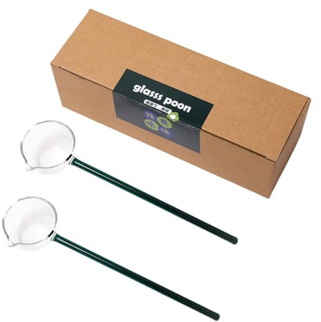 Lot de 2 louches en verre transparent à long manche pour servir et remuer le café