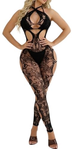 Buitifo Dessous Damen Netz-Bodystocking catsuit | Eine Größe Fischnetz Jumpsuit Sexy Nachtkleidung Nylon Bodys Outfits Party Club Wear Netzstrumpfhose