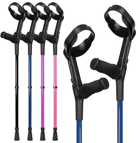 Cool Crutches Walking Crutches for Adults - Navy Blue Forearm & Elbow Crutches - Height Adjustable with Removable Cuffs & Straps - Comfy, Stylish, Safe & Robust - Suitable for all Use