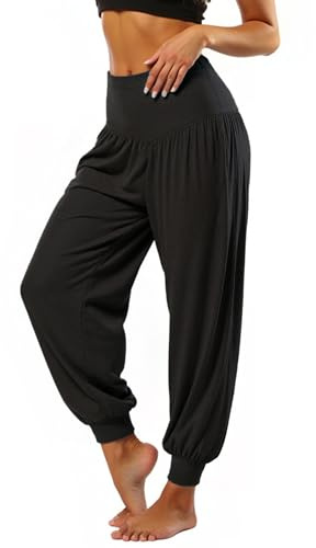 Neteson Pantalon Bouffant Femme Ete Long Pantalon Sarouel Yoga Sport Leger | Pantalon Harem Yoga Pilates Pants Fitness Danse Jogging