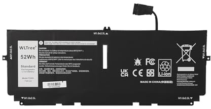 WLTree 52Wh 722KK Laptop Akku für Dell XPS 13 9300 2020 i5 FHD XPS 13 9310 Series 9380 (2020 Edition) 13.4-inch 2XXFW 02XXFW FP86V 0FP86V WN0N0 0WN0N0 P117G P117G001 P117G002 7.6V Battery