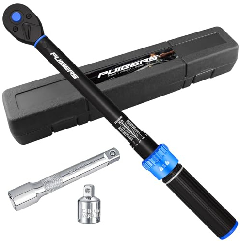 PUIBERS Torque Wrench Set 1/2 20-230Nm, 3/8 Adapter & 5 Extension, Precision Torque Wrenchs ±3% Accuracy 72-Tooth Dual-Direction, Torque Wrench 1/2 Adjustable for Car/Motorcycle/Truck