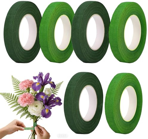 Nakalixir 6 Rolls Floral Tape, 1/2inch Florist Tape Arrangement Supplies Flower Tapes 30 Yd/Roll