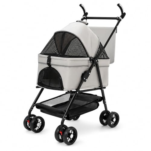 diceevil Haustierbuggy bis 20 kg, faltbar, mit Transportkorb, Schwarz