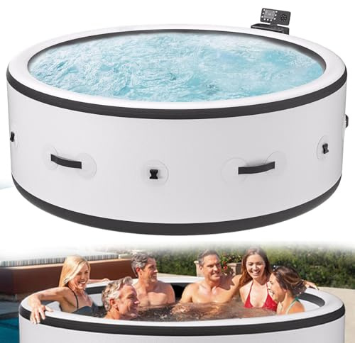 DIUNAOZI aufblasbarer Spa,großer tragbarer Hot Tub für 4 bis 6 Personen, mit 180 Sprudeldüsen,Outdoor-Spa-Set inklusive Heizpumpe, Filter und Isolierabdeckung 81x28in