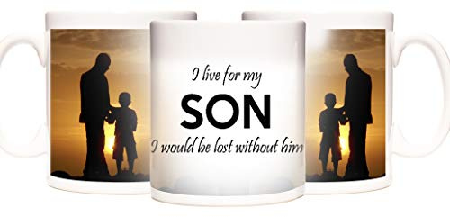 KAZMUGZ SON MUG, I LIVE for MY SON I WOULD BE LOST without HIM, a lovely gift my to show a Father's love for his son. Can be personalised with your own message