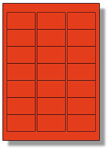 Label Planet® 21 Per Sheet, 5 Sheets (105 Crimson RED Labels). Coloured Paper Labels, 63.5 x 38.1mm, LP21/63 C.