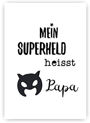 ALEMARG Fine Art Kunstdruck SUPERHELD Papa Poster Print Plakat Moderne Vintage Deko Bild ungerahmt DIN A4 Geschenk