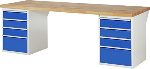 Rau 03 7510A3-259B4S.11 Werkbank Serie 7000-Baukasten-Bauweise, Lichtgrau/Enzianblau