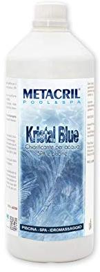 Kristal Blue 1 Litre-Clarifiant pour Piscine, Spa et Jacuzzi naturels + Verre doseur