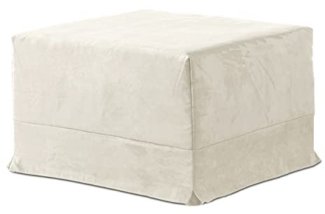 EVERGREENWEB - Pouf Letto Singolo con Materasso in Water Foam Alto 10 cm Salvaspazio Pieghevole per Camera, Cameretta o Soggiorno, Pouf poggiapiedi, Ottomano, Tessuto Sfoderabile e Lavabile Beige