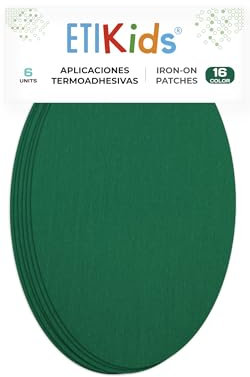 6 Rodilleras color Verde Billar termoadhesivas para planchar. Coderas para proteger tu ropa y reparación de pantalones, chaquetas, jerseys, camisas. 16 x 10 cm.