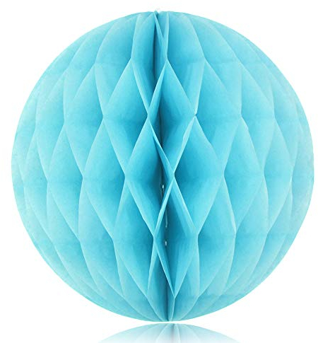 PLECUPE 10 Stück Hängendes Papier Pompoms Wabenball Kugel Dekobälle für Hochzeit Geburtstag Fest Partei, Schöne 25cm Seidenpapier Pompoms Blumen und Papierlaterne, Hellblau