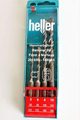 HELLER 4tlg. Hammerbohrer-Set 5,6,8,10mm SDS HABO-SET Bohrer Beton Stein 31902