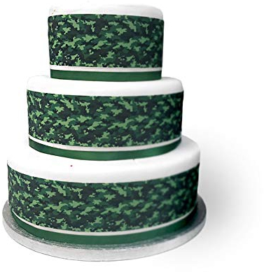 Top That Essbares Dekorblatt, Tarnmuster, Armee-Rand, ideal zum Dekorieren Ihrer Kuchen, einfach zu verwenden