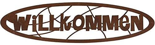 zeitzone Wandbild Willkommen Edelrost Türschild Metall Rostig Wanddeko 60cm