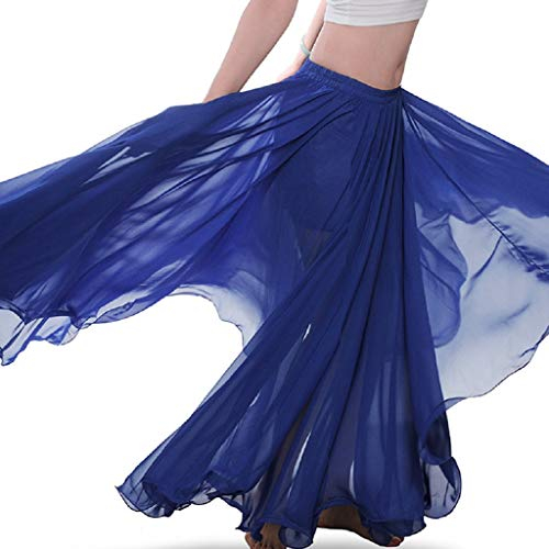 Wuchieal Bauchtanz Rock Bauchtanz Kostüm Damen Tänzerin Chiffon Röcke Big Swing Langer Rock Festival Performance Kleidung (Dunkelblau, One Size)