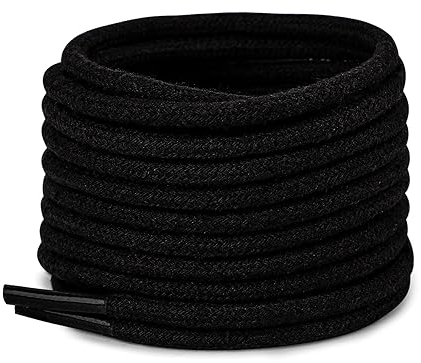 TIESTRA Schnürsenkel Reißfest Rund für Arbeitsschuhe Sportschuhe und Trekkingschuhe, aus Polyester, ø 4,5mm,Ersatz Schuhbänder Premium Senkel Schwarz 100 cm-39 Zoll (1 Paar)