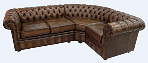 jvmoebel Ecksofa Ledersofa Braun Polster Eck Couch Garnitur Sitz Design Chesterfield