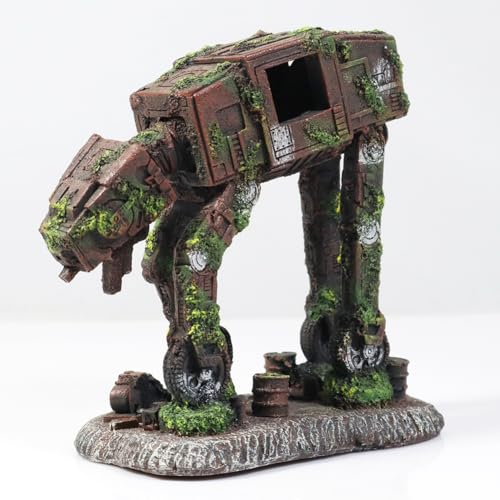 PTFJZ Star Wars Aquarium Dekoration - Versteckte Höhle, Weiß, Harz, Bodenmontage, Sci-Fi, Handgemacht und Umweltfreundlich, 14 x 8,4 x 15 cm, für Aquarien bis 9,7 l