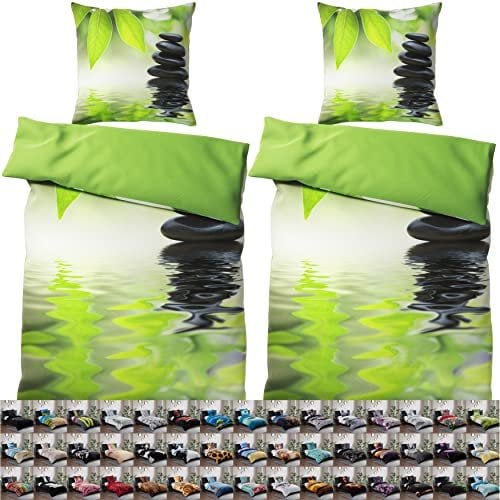 Sanilo® Bettwäsche 135x200 cm, 100% feinste Baumwolle, 4-teilig, Bettbezug, Kissenbezug 80x80cm, Oeko-TEX Zertifiziert (4-teilig 135x200 cm, Harmony)