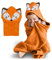Mother's Choice Baby-Poncho mit Kapuze, 84 x 84 cm, ultraweich und saugfähig, tragbar, für Neugeborene, Kleinkinder, 3D-orangefarbenes Fuchs-Design