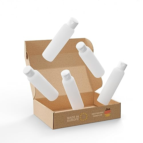 Kunz Packaging Flacons de Voyage à remplir, flacons vides de 100 ML avec Bouchon Rabattable, flacons distributeurs en Plastique Transparent, Lot de 5