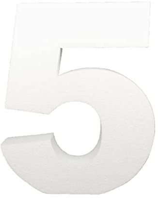 DecoPorex – Zahl 5 – 40 cm hoch, 5 cm dick, weißer Styropor für Event- und Wohnungsdekoration