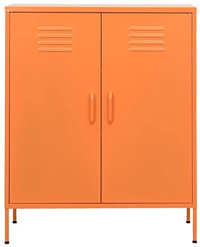 Goliraya Lagerschrank Sideboard Kommode Stahlschrank Beistellschrank Mehrzweckschrank Bücherschrank Metallschrank Stahl Orange 80x35x101,5 cm