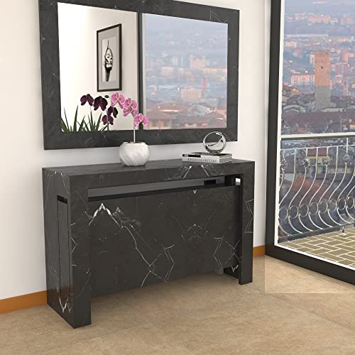 VE.CA - Mercurio Table Console XXL - Extensible - avec Support de rallonge - Couleur : Marbre Noir - Dimensions : de 40 à 300 cm - Cuisine, Décoration - Made in Italy