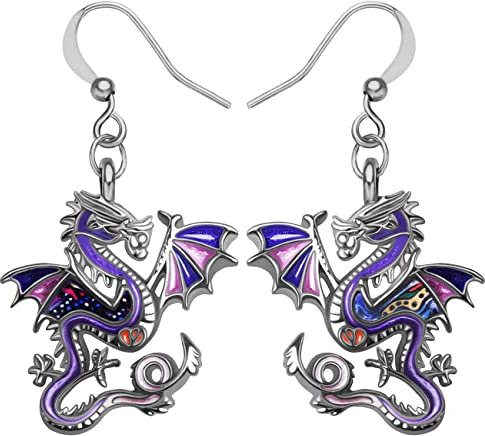 NEWEI Fantasy Emaille Dragons Ohrringe Cute Dragon Geschenke Drache Schmuck Charms für Damen Frauen Mädchen (Maulbeere)