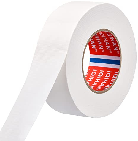 Nastro Adesivo Telato 50mm x 50m, Impermeabile Resistente Nastro Isolante, Extra Forte Termico Gaffa Tape Easy Tear Nastro Adesivo per Imballaggio Riparazioni Moquette Tubi Auto Industria (Bianco)