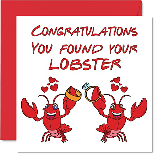 Stuff4 Verlobungskarten für Paare – You Found Your Lobster – Glückwunsch Happy Engagement Geschenke, Congrats Well Done Karte, 145 mm x 145 mm Hochzeit Hochzeit Grußkarte für Paare Verlobte Verlobte