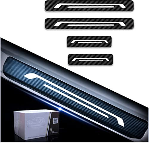 Muchkey Auto Einstiegsleisten Aufkleber für Renault Captur Clio Kadjar Kangoo Koleos Megane Scenic Twingo ZOE Carbon Fiber Autotürschutz/Einstiegsleistenschutz Auto Zubehör 4 Stück Weiß