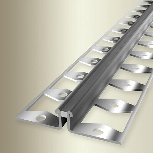 PROVISTON | Dehnfugenprofil | Breite: 51 mm | Höhe: 8 mm | Länge: 2500 mm | Edelstahl Poliert | Doppel-K Stanzung | Silikonfuge | Grau | Geschlossen Gestanzt
