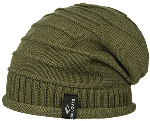 CHILLOUTS Erik Oversize Beanie Oversizemütze Pull-On (One Size-Oliv), 56-62
