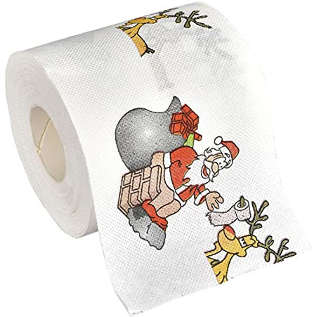 Wilitto Toilettenpapier, Merry Christmas, Weihnachtsmann, Toilettenpapier, Seidenpapier, Streich, lustig, Geburtstagsparty, Geschenkidee, lustiges Toilettenpapier A